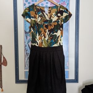 Anthropologie Silk and Wool Floral Dress Pockets!